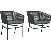 Syfax Tuinstoelen 2 st met kussens poly rattan zwart
