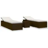 Syfax 3-delige Ligbeddenset met theetafel poly rattan bruin