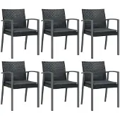 vidaXL Tuinstoelen 6 st met kussens 56,5x57x83 cm poly rattan zwart