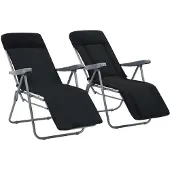 Syfax Opklapbare stoelen met kussens, 2 stuks, zwart