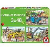 Schmidt - Legpuzzel - Mijn favoriete bouwvoertuigen - 3 x 48 stukjes - Kinderen - vanaf 4 jaar