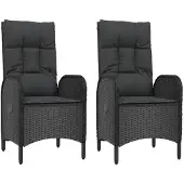 Syfax Tuinstoelen 2 st poly rattan zwart