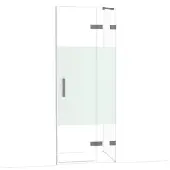 Maxaro Diamond Douchedeur | 80 cm Zwart metaal Helder met matte strook Draaideur