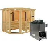 Karibu | Ava Sauna met Dakkraag | Kachel 9 kW Externe Bediening