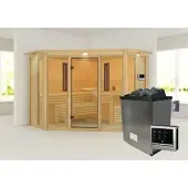 Karibu | Asta Sauna met Dakkraag | Kachel 9 kW Externe Bediening