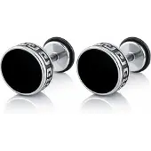 Mendes heren oorbellen Titanium Griekse Sleutel