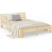Homestyle4u Tweepersoonsbed - 140x200 cm - Houten bed - Naturel Dennenhout