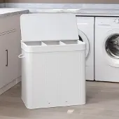 Songmics Wasmand – Bamboe – Grijs – Afneembaar en machinewasbaar met deksel