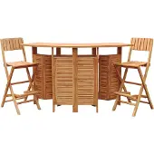 Axi Bruno Barset van Teak Hout met 2 Barkrukken | Tuinbar / Inklapbare Tuinset met Opbergruimte | Bartafel met Barstoelen voor in de Tuin | Tuinmeubelset