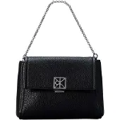 Calvin Klein Schoudertas 'Emblem Pebble Grain' zwart