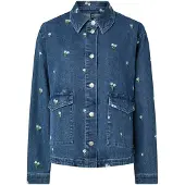 Pieces Blouse 'PCFlora' blauw denim / geel / olijfgroen / wit