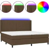 vidaXL Boxspring met matras en LED stof donkerbruin 200x200 cm