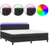 vidaXL Boxspring met matras en LED kunstleer zwart 160x200 cm