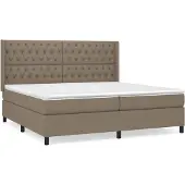 vidaXL Boxspring met matras stof taupe 200x200 cm