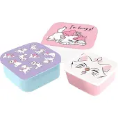 Stor Disney's Classics Aristokatten Marie 3-in-1 Snackdoosjes - 3 formaten - Vierkant - Sluit goed af - Lunchboxen voor kinderen - Los deksel - Geschikt voor koekjes, fruit en snacks - Turquoise/Wit/Roze