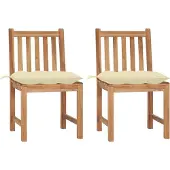 Syfax Tuinstoelen 2 st met kussens massief teakhout
