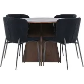 Ebuy24 Bootcut eethoek tafel Ø110cm en 4 teddy stoelen mocca.