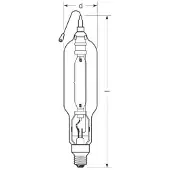 Radium Halogeen gasontladingslamp E40 2000W HRI-TS D helder, Glas