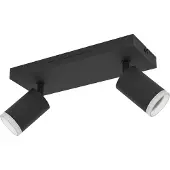 Eglo connect Smart LED-spot Melitello-Z, 4-lamps, zwart dimbaar, zwart, Woon-/ Eetkamer, Aluminium, Modern