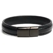 665 - Lederen Armband en Cockring - 2 in 1 - Zwarte Magnetische Sluiting