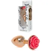 Boss Series Rosé Gouden buttplug met roos – Roze