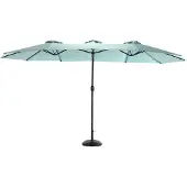 OKWISH Tuinparasol Verstelbaar – 14,8 Ft – Staal – Lichtgroen – Dubbelzijdige Rechthoek – Met Slinger