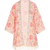 IZIA Kimono lichtblauw / geel / rosa / grenadine