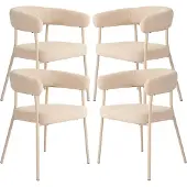 En.casa Eetkamerstoel 'Huk', set van 4, bekleed met textiel, metalen poten, beige kleur