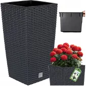 Prosperplast Antraciet Rotan Plantenbak Hoge Terraspot 37,5cm met Inzet
