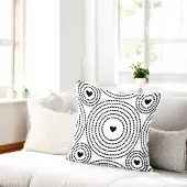 Domarex Decoratieve Kussenhoes 40x40cm - Zwart Wit Hartjes Geometrie