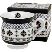 Duo Retro Mok INDIGO 500 ml - Porselein met bloemmotief