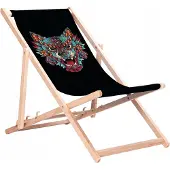 San-Drew Houten ligstoel met Etno Wolf print - KN37