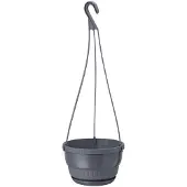 Form-Plastic Europa Antraciet Pot met Schotel en Ophanghaak - 25cm