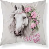 Detexpol Dekokussen 40x40 Paard in Bloemen - Zacht Microvezel