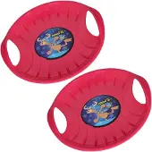 KOTARBAU 2 stuks Glijschotel, Sneeuwschijf, Kunststof, 60 cm, Roze, Sneeuw Slee, met Handgrepen, voor Kinderen en Volwassenen, Schotel Slee Plastic, Bobsleeën, Sneeuwglijder, Duurzaam