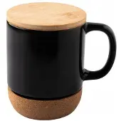Upominkarnia Zwarte Keramische Mok met Bamboe Deksel - 400ml