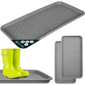 KOTARBAU 2 stuks Schoenenlekbak, Lekbak Schoenen, Kunststof, 38 x 76 cm, Grijs, Schoenendruipbak, Schoenmat, Laarzen Afdruipmat, Schoenafdruipbak, Schoenenschaal, Lekbak voor Natte Schoenen