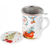 Florina Kerst Mok met Zeef en Deksel - Joyful 280ml