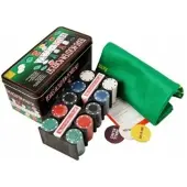 Pronett Pokerset 200 Chips, Kaarten, Mat, Metalen Koffer