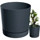 Prosperplast TUBO P antraciet bloempot 35cm met standaard - Stijlvol en duurzaam