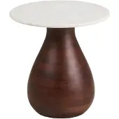 Ebuy24 Bijzettafel Heide - Rond Donkerbruin/Wit Hout - Ø40x41cm