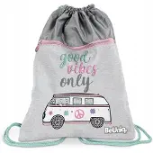 Paso BeUniq Gymtas Premium Meisjes Grijs Bus Hippie - 47x35cm