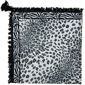 Szaleo Wild Fringes Sjaal - Lichtgrijs | Dames | Panterprint | Polyester