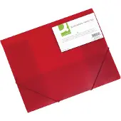 Q-CONNECT elastomap, A4, 3 kleppen en elastieken, transparant PP, rood 24 stuks