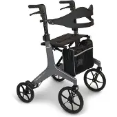 Drive Medical Drive AeroWalk Rollator - Carbon lichtgewicht 4,6 kg - Grijs - Inclusief rugsteun, stokhouder en tas aan de voorkant