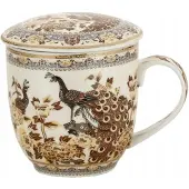 Marco polo Porseleinen Theemok met Zeef, Deksel & Schotel - Vogelmotief