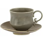 Marco polo Elegante Porseleinen Kop in Schotel 220ml Boho Grijs Retro
