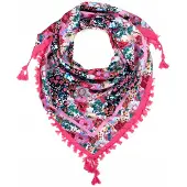 Szaleo Weidefranjesjaal - Roze | Bloemenprint, Franjes