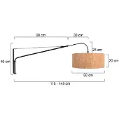 Steinhauer Zwarte wandlamp Elegant Classy met kurk kap Ø50cm