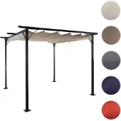 Mendler Pergola -C42, tuinpaviljoen, stevig 6cm frame + schuifdak ~ 3,5x3,5m crème